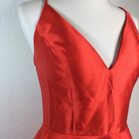 ALYCE PARIS Red V-Neck Short Fit N' Flare Dress Size 10 with lace up back - Picture 9 of 16